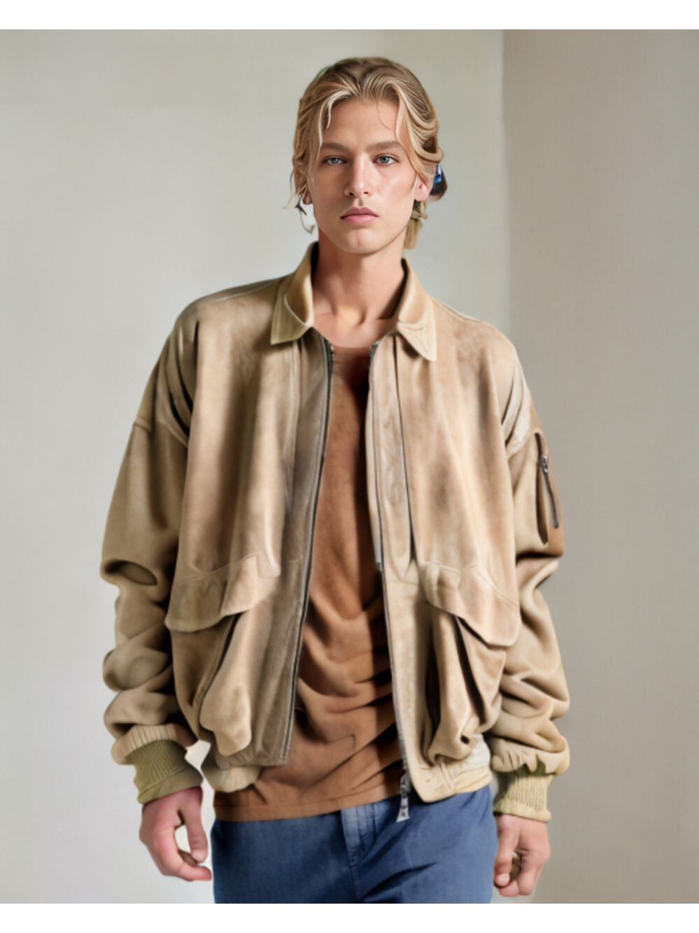 McKenzie Tribe Vintage Tan Goat Suede Leather Jacket